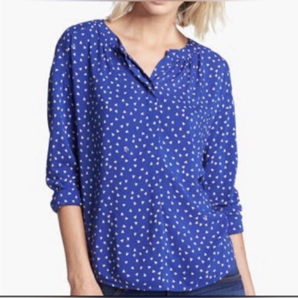 Juicy Couture Blue Heart print Blouse Size M